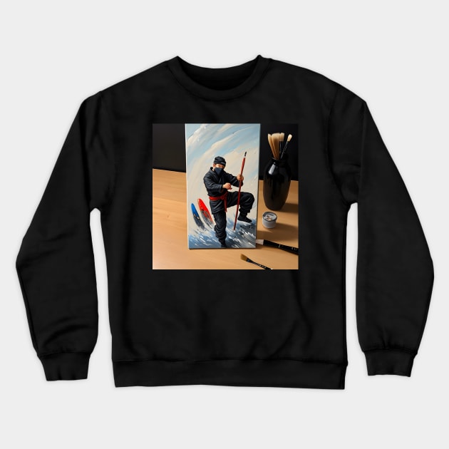 Brushstroke Shadows - The Painting Ninja Crewneck Sweatshirt by Salaar Design Hub